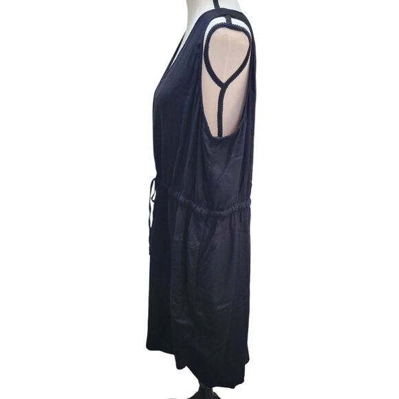 Time and Tru Sz XXL (20) Viscose Light Sleeveless Black Utility Dress w/ Pockets - Picture 5 of 8